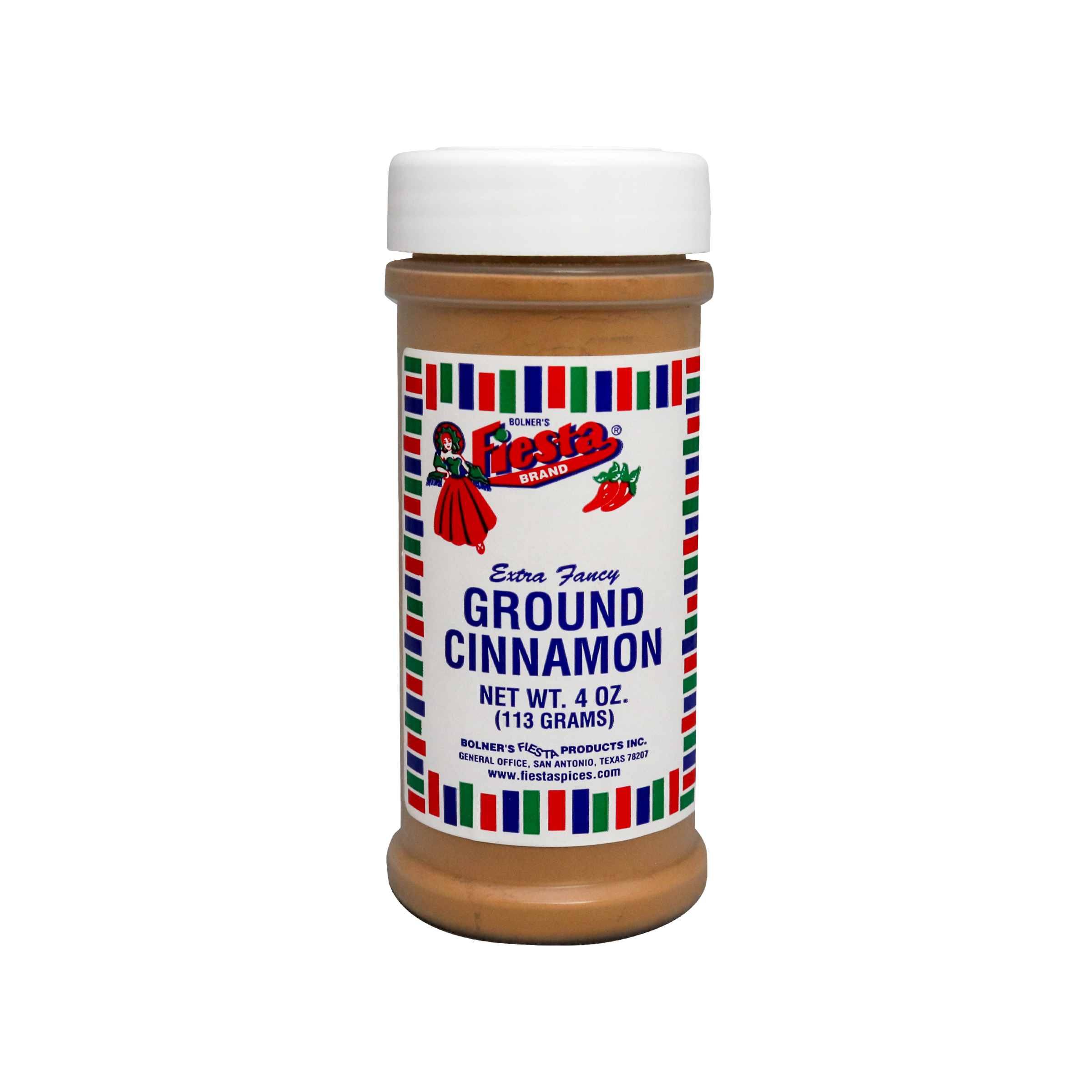 Ground Cinnamon medium size jar of Bolner's Fiesta Brand Ground Cinnamon 4 oz.