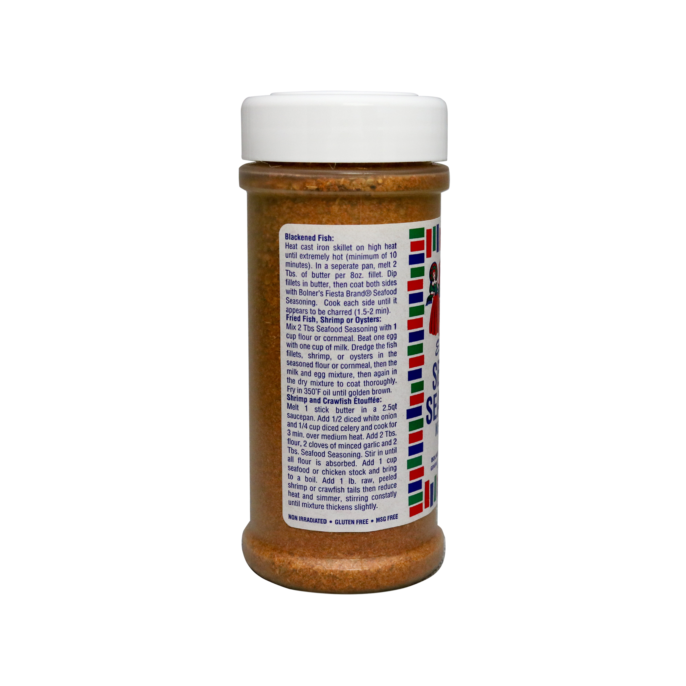 Seafood Seasoning medium size jar of Seafood Seasoning side of jar with recipe