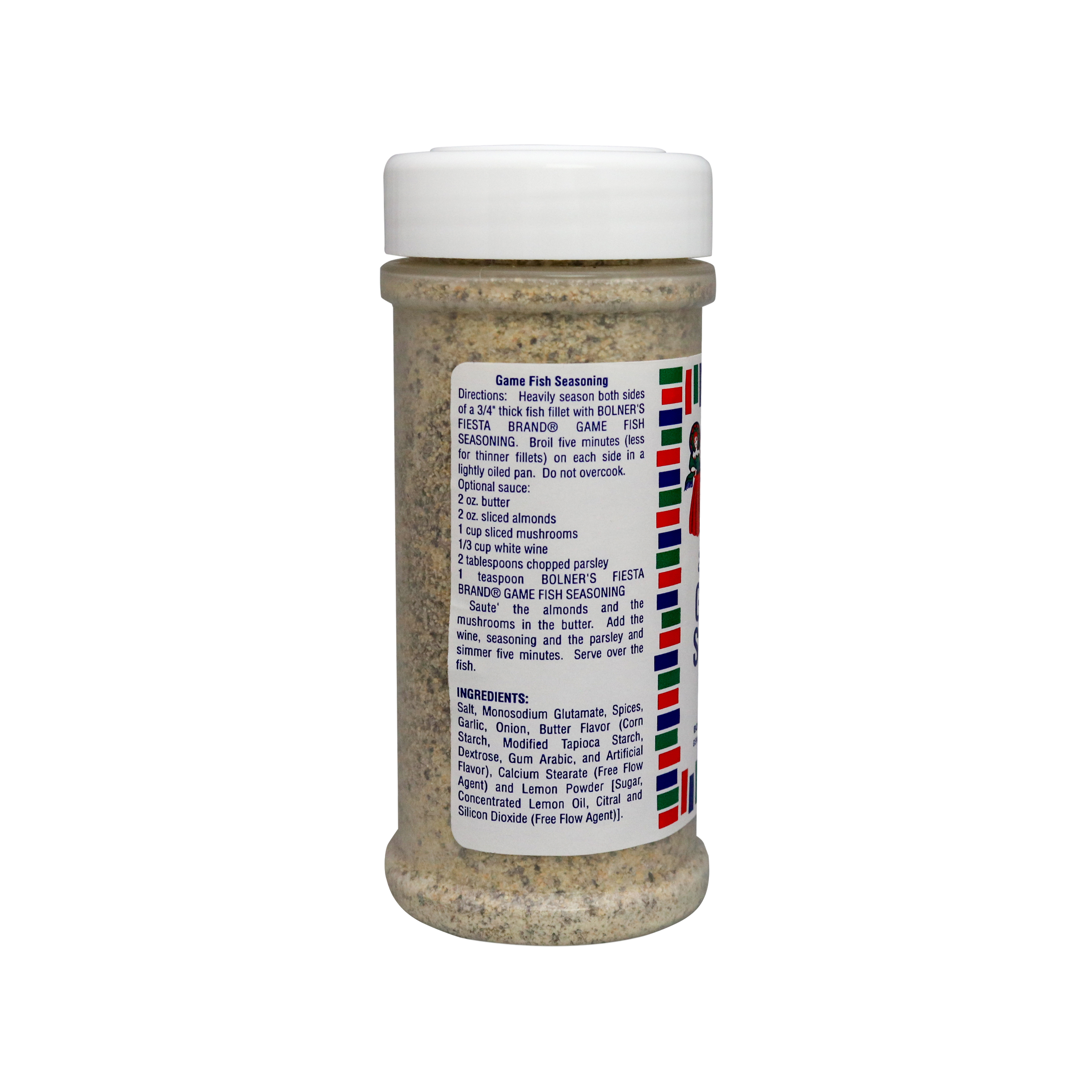 Game Fish Seasoning Medium size jar of Game Fish Seasoning 7 ounces side of jar showing recipe