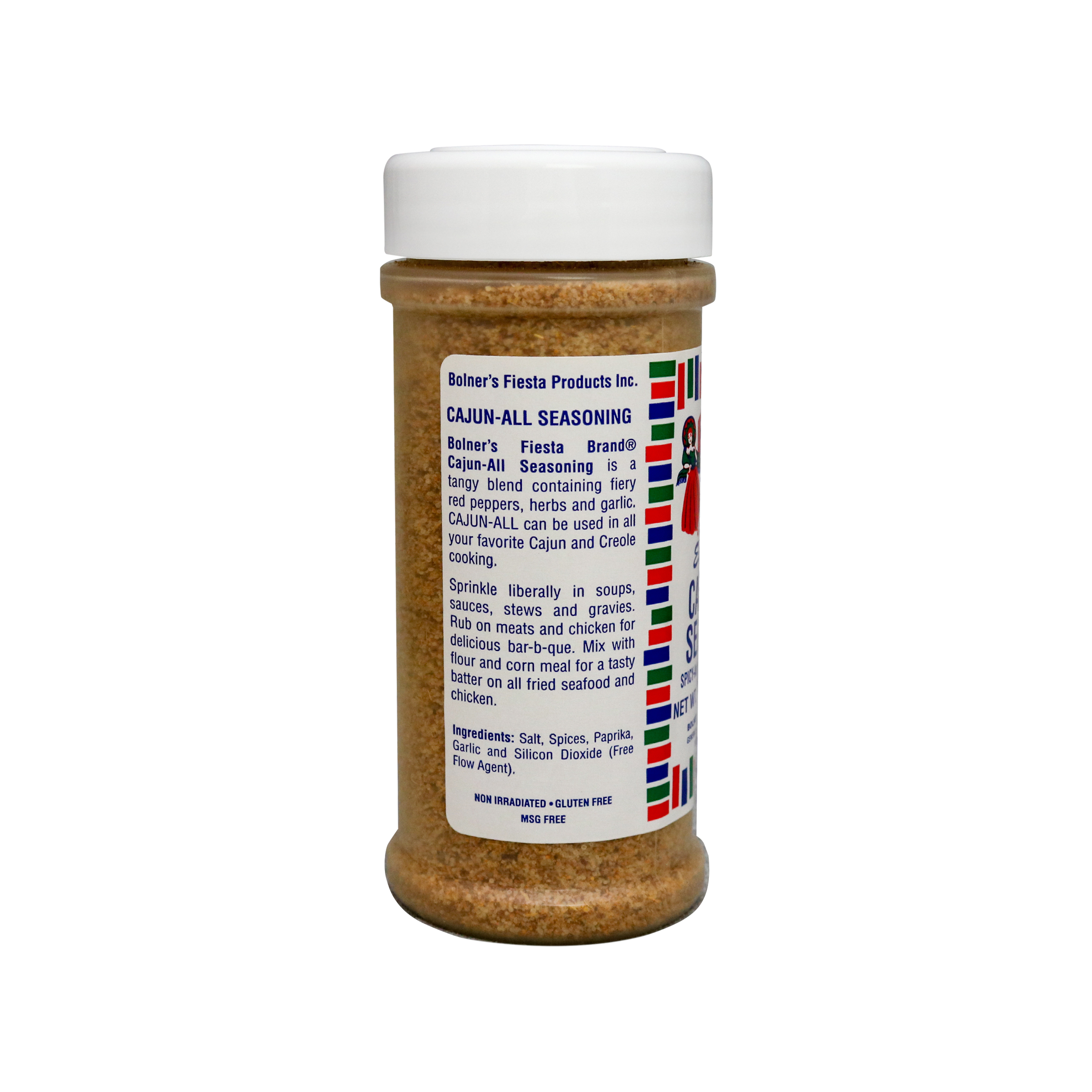 Cajun-All Seasoning Medium size jar of Cajun-All Seasoning 7 ounces side of jar showing recipe