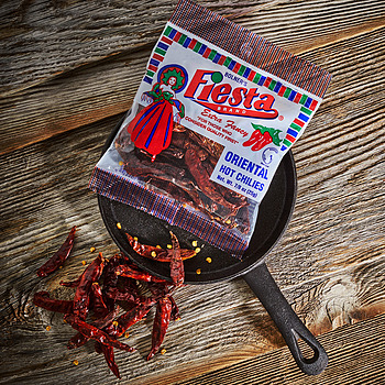 Chili Pods Oriental Hot Chilies small bag three different size cello bags