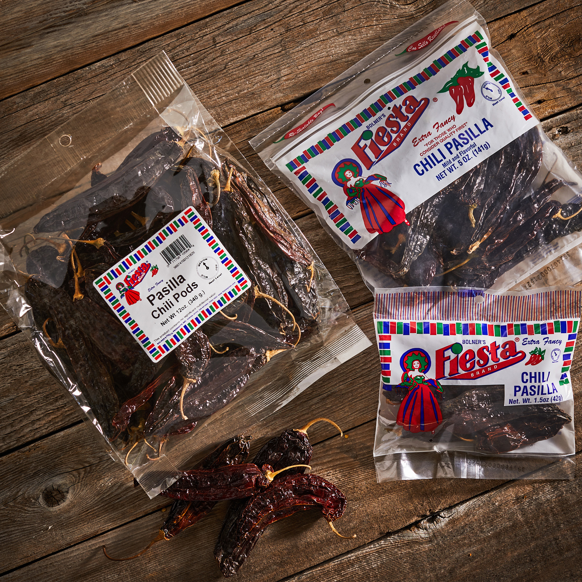 Chili Pods Pasilla collection Chili Pods Pasilla collection three different size cellophane bags